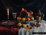 Gothic Elegance: Fruits and Candlelight